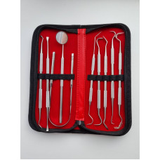 Diagnostic dental tool set in a case, 9 pcs