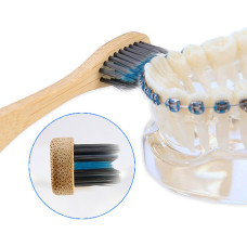 Orthodontic toothbrush for braces, bamboo