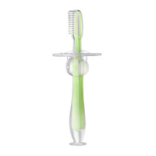 Children's silicone toothbrush with a limiter, light green