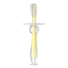 Children's silicone toothbrush with a limiter, yellow