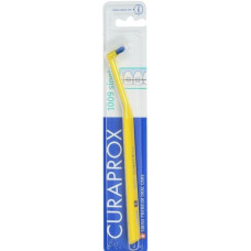 Curaprox Single 1009 Single-bristled toothbrush for braces, yellow with blue bristles