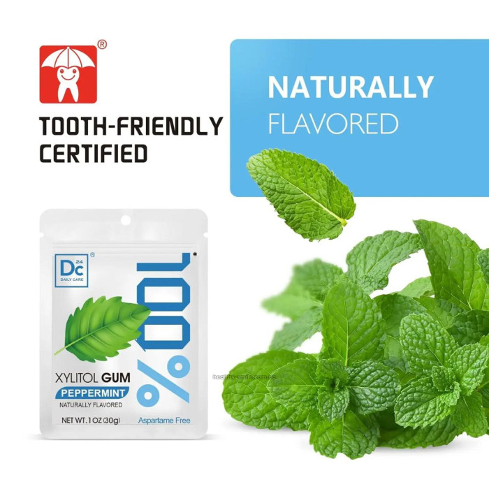 DC 24 sugar-free chewing gum with xylitol, Peppermint, 20 pcs