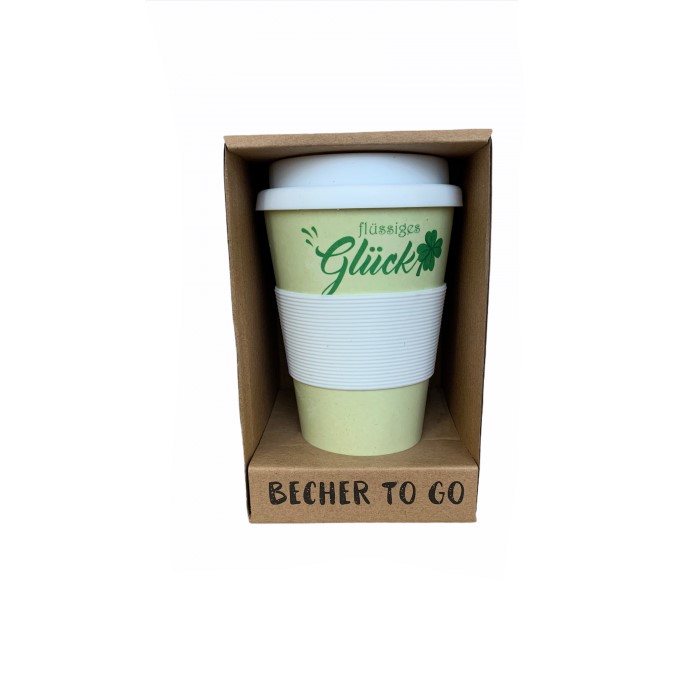 Eco thermo mug made of bamboo fiber, Flussiges Gluck 350 ml