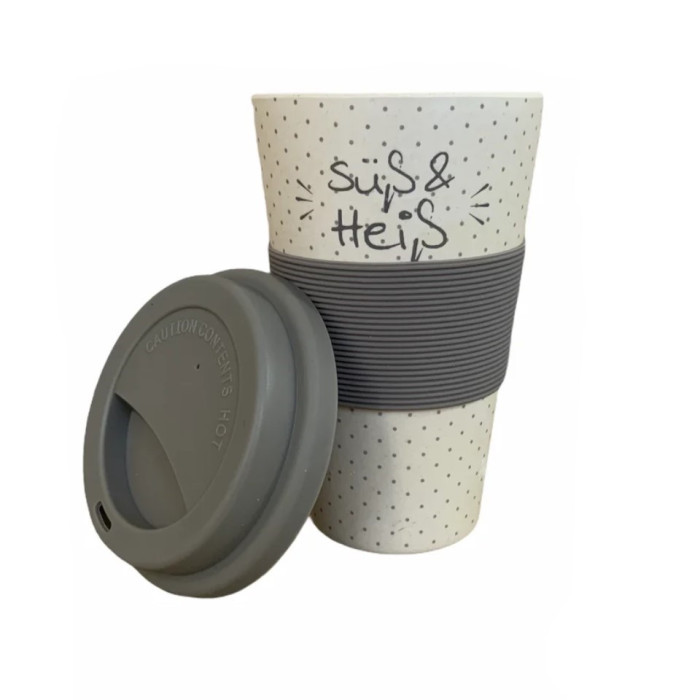 Eco thermo mug made of bamboo fiber, grey, 350 ml