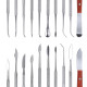 Set of instruments for dental technicians in a case, 10 pcs