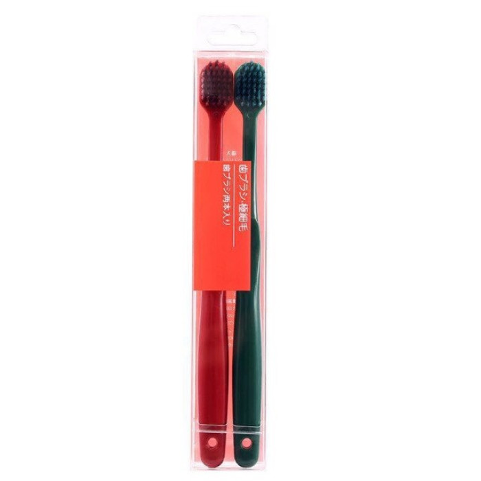 Set of toothbrushes, 2 pcs, burgundy and green
