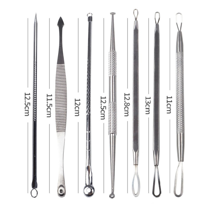 Set of tools for removing pimples, blackheads, acne, in case, 7 pcs