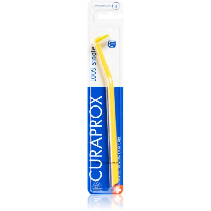 Curaprox Single 1009 Single Tuft Toothbrush for Braces, Yellow with Yellow Bristles