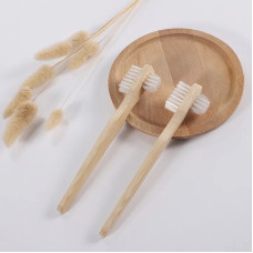 Wooden brush for cleaning dentures