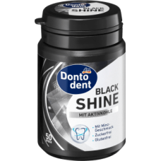 Dontodent Black Shine Chewing gum with activated carbon and xylitol (mint flavor), 50 pcs