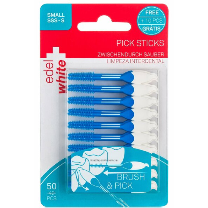 Edel White Pick Stick інтердентальні зубочистки, розмір S, 50 шт