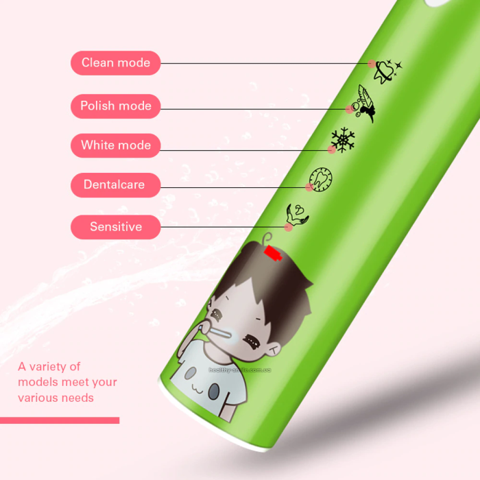 Azdent Ультразвуковая зубная щетка для детей от 3 до 12 лет, зеленая