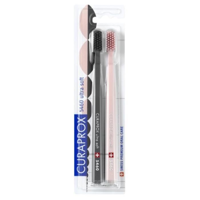 Curaprox CS 5460 Jeanneret (AVANGARDE) Edition Set of toothbrushes (black-pink) Ultra Soft, 2 pcs