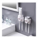 Dispenser, toothpaste dispenser with holder for two toothbrushes, gray frame