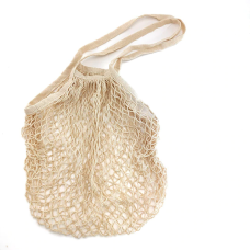 Eco bag of mesh with long handles, beige