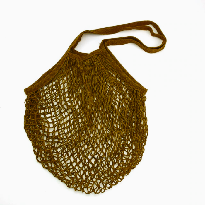 Eco bag made of mesh with long handles, brown