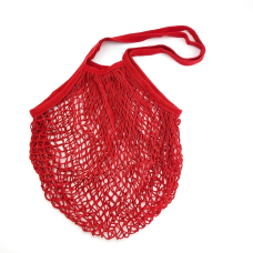Eco bag made of mesh with long handles, red
