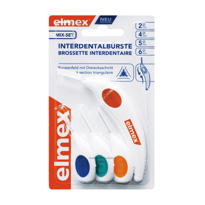 Elmex Interdentalbursten mix Brushes 4 pcs + holder