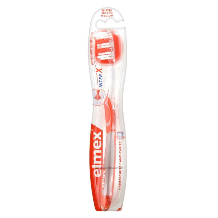 Elmex interX medium Toothbrush of medium hardness, red