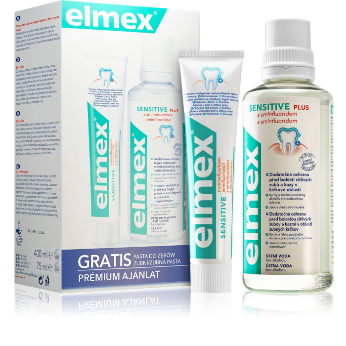 Elmex Sensitive набір для чутливих зубів ополіскувач 400 мл + зубна паста 75 мл