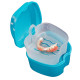 Container for storage of orthodontic structures and removable dentures, Blue