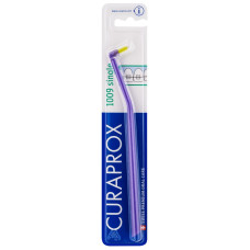 Curaprox Single 1009 Monobundle Toothbrush for Braces, Purple with Yellow Bristles