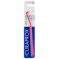 Curaprox Single 1009 Monobundle Toothbrush for Braces, Pink with Yellow Bristles