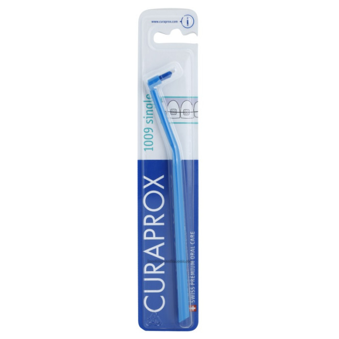 Curaprox Single 1009 Monobundle toothbrush for braces, light blue with blue bristles