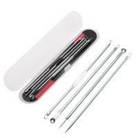 Set of tools for removing acne, blackheads, acne, silver, 4 pcs