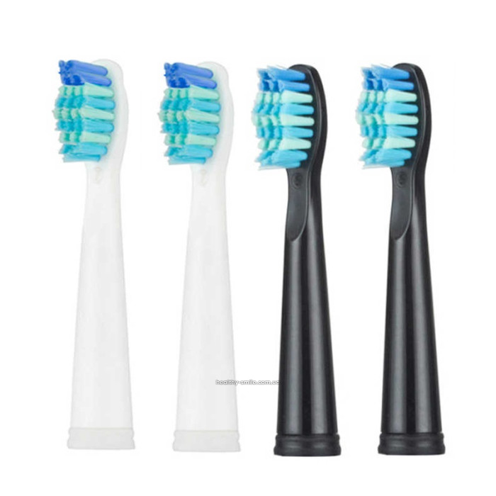 SEAGO 503,507,515,575,610,659,949,958 nozzles for ultrasonic toothbrush, BLACK 2 pcs, WHITE 2 pcs