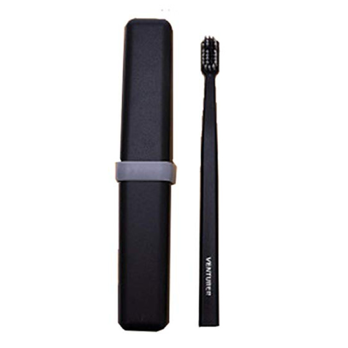 VENTURER Soft toothbrush in a travel case, black