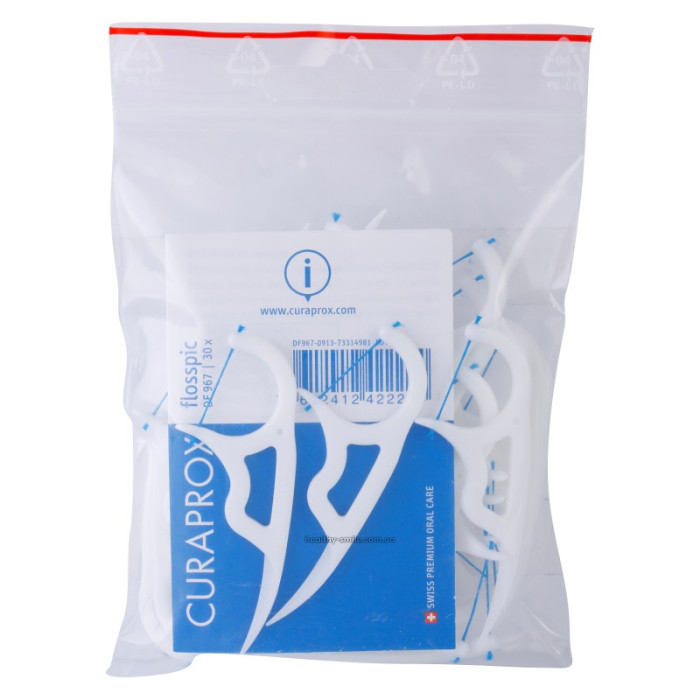 Dental floss with plastic holder CURAPROX DF 967 Flosspic 30pcs