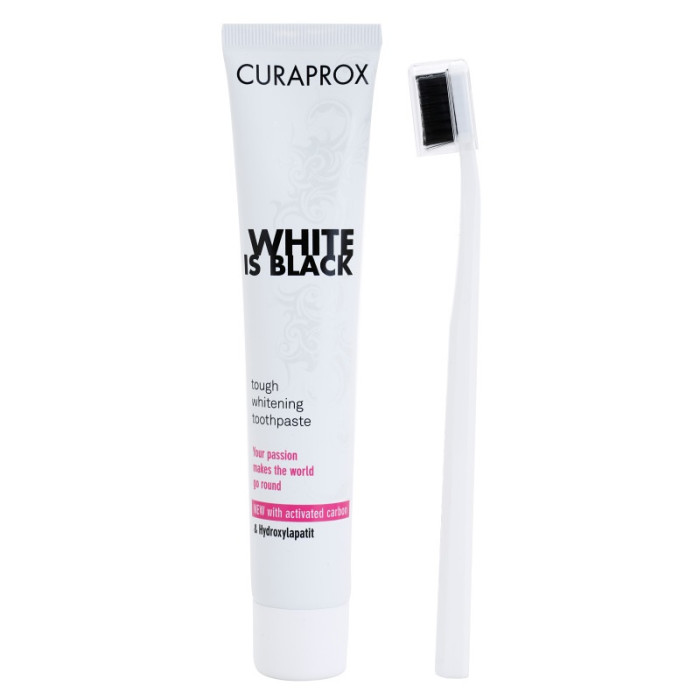 Curaprox White is Black Зубна паста зі смаком мяти і зубна щітка CS 5460