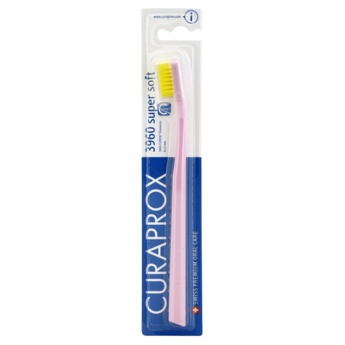 Curaprox CS 3960 Supersoft Toothbrush, pink with yellow bristles